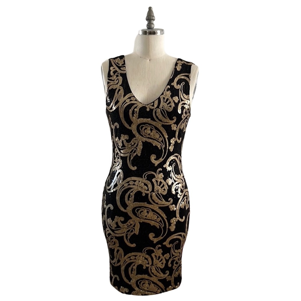 Sequin Gold and Black mini Dress